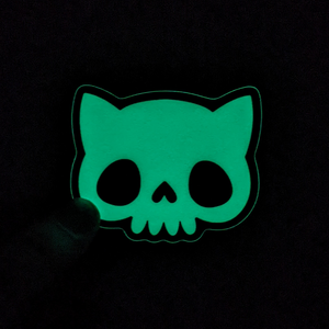 Cartoon Cat Skull Glow Sticker