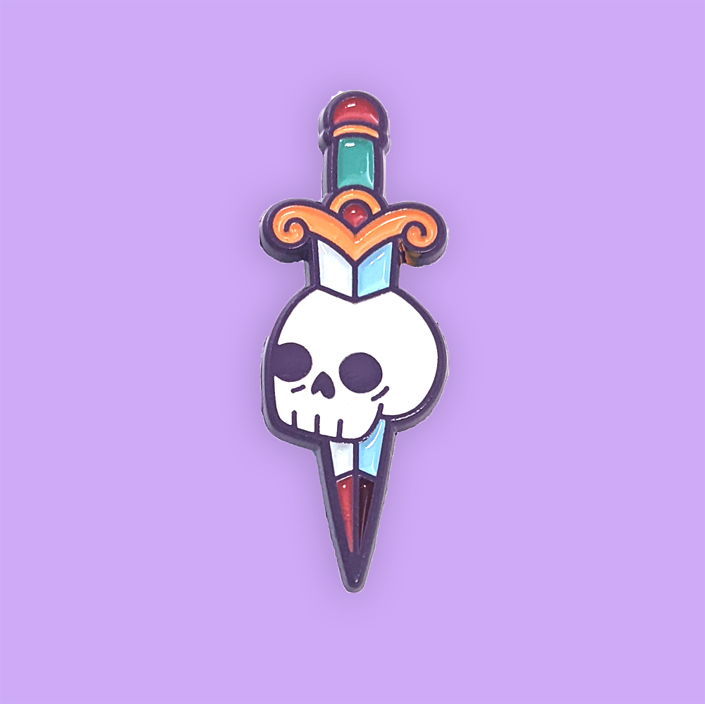 Skull Dagger Tattoo Enamel Pin