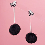 Load image into Gallery viewer, Skeleton Hand Pom Pom Earrings
