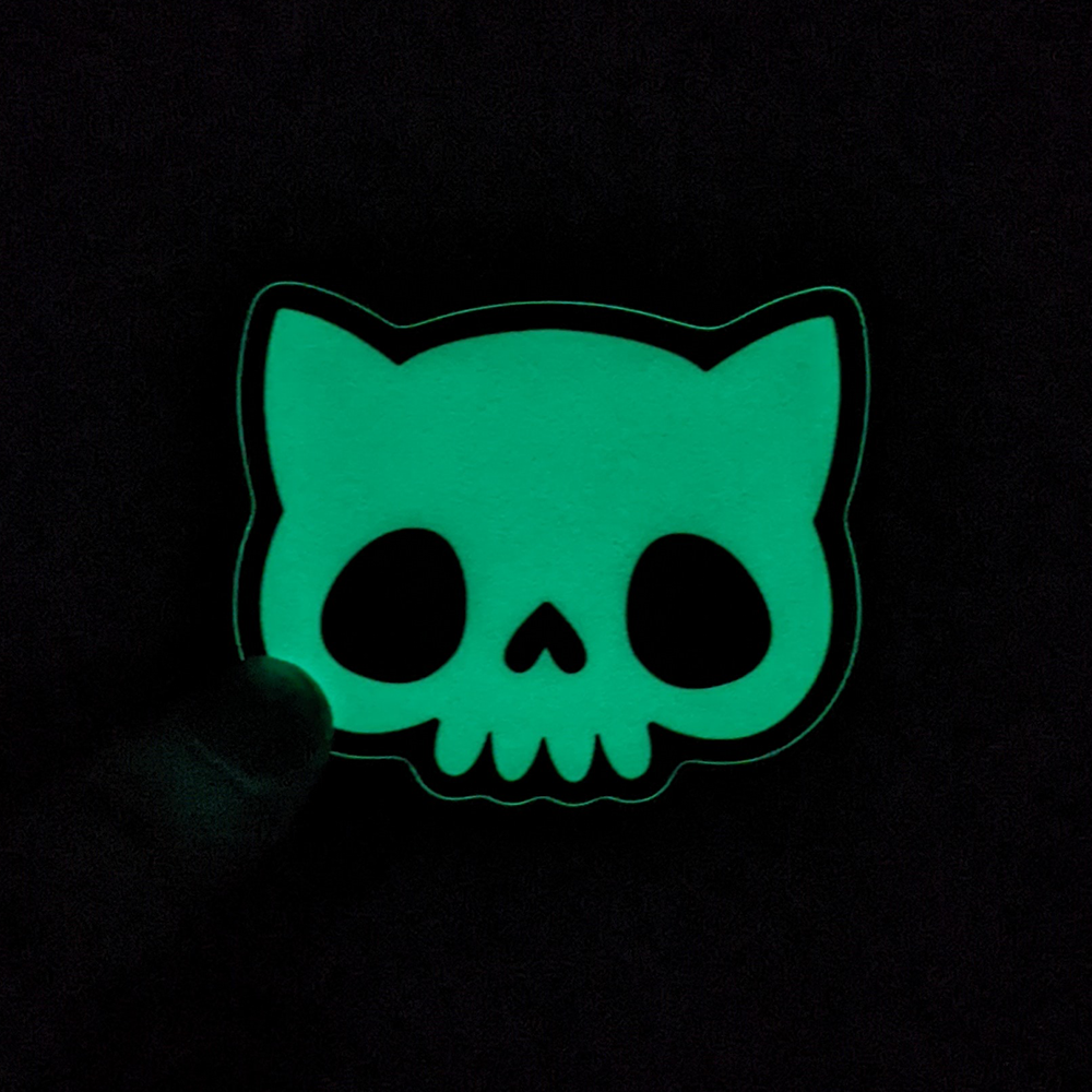 Cartoon Cat Skull Glow Sticker