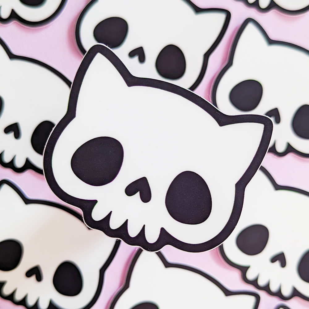 Cartoon Cat Skull Glow Sticker