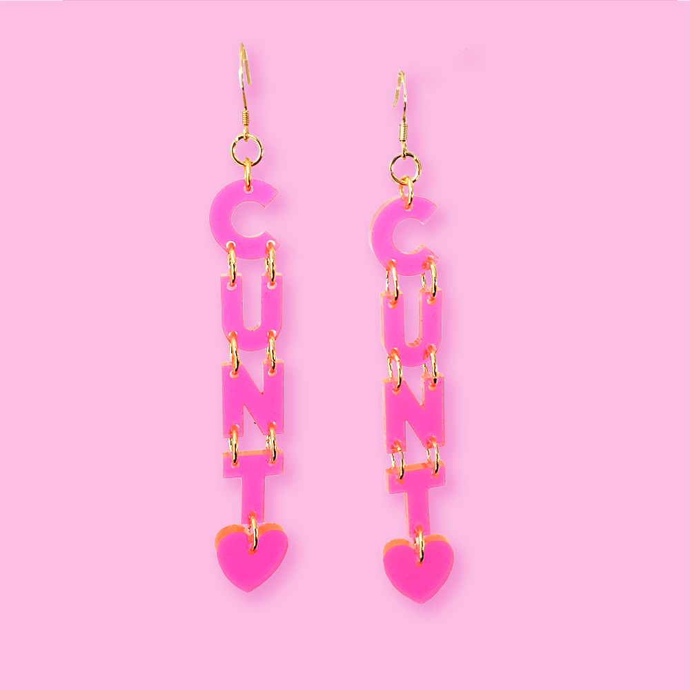 CUNT earrings - Fluorescent/Translucent