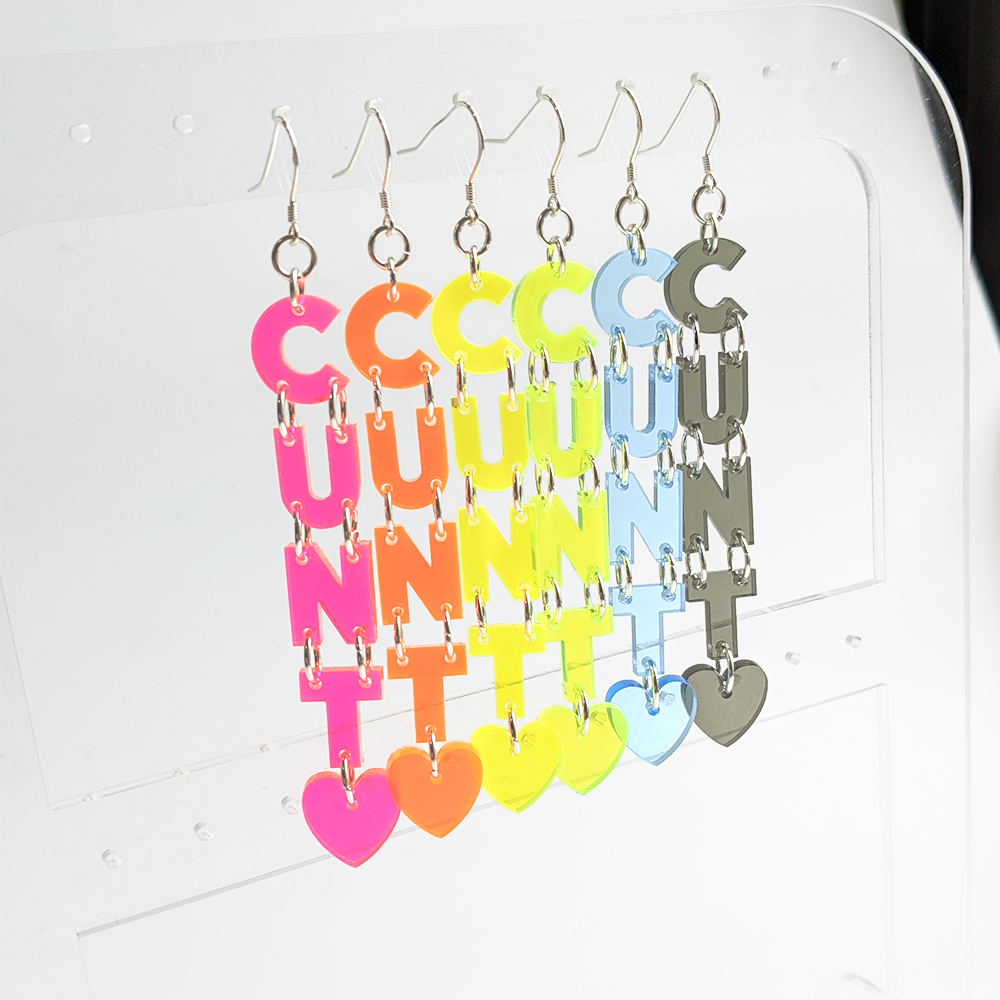 CUNT earrings - Fluorescent/Translucent