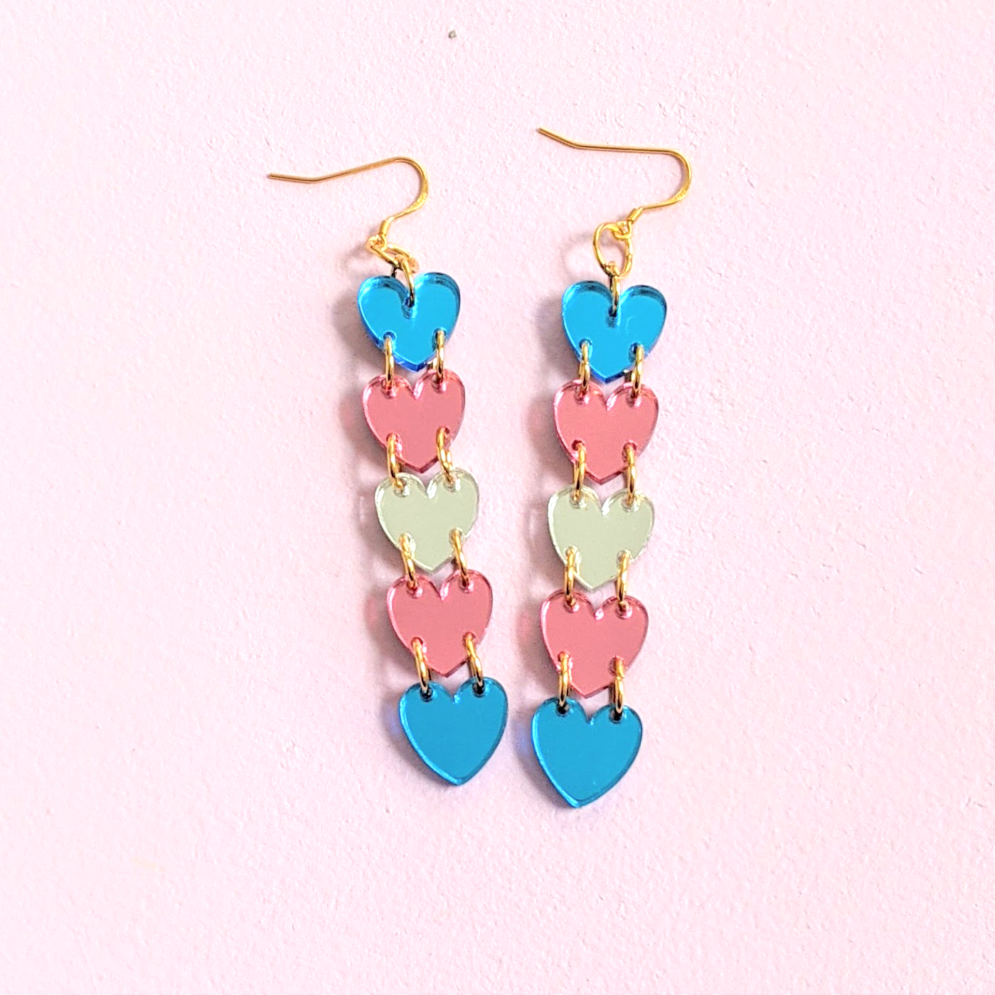 Trans Pride heart earrings