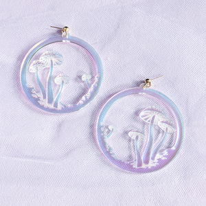 Mushroom Hoop Earrings - Iridescent