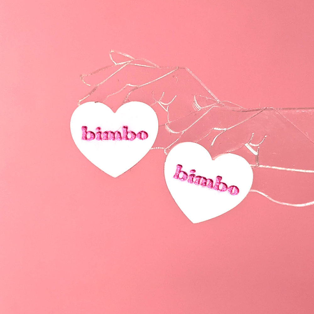 Bimbo Confrontation Heart Earrings