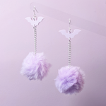 Load image into Gallery viewer, Bat Pom Pom Earrings
