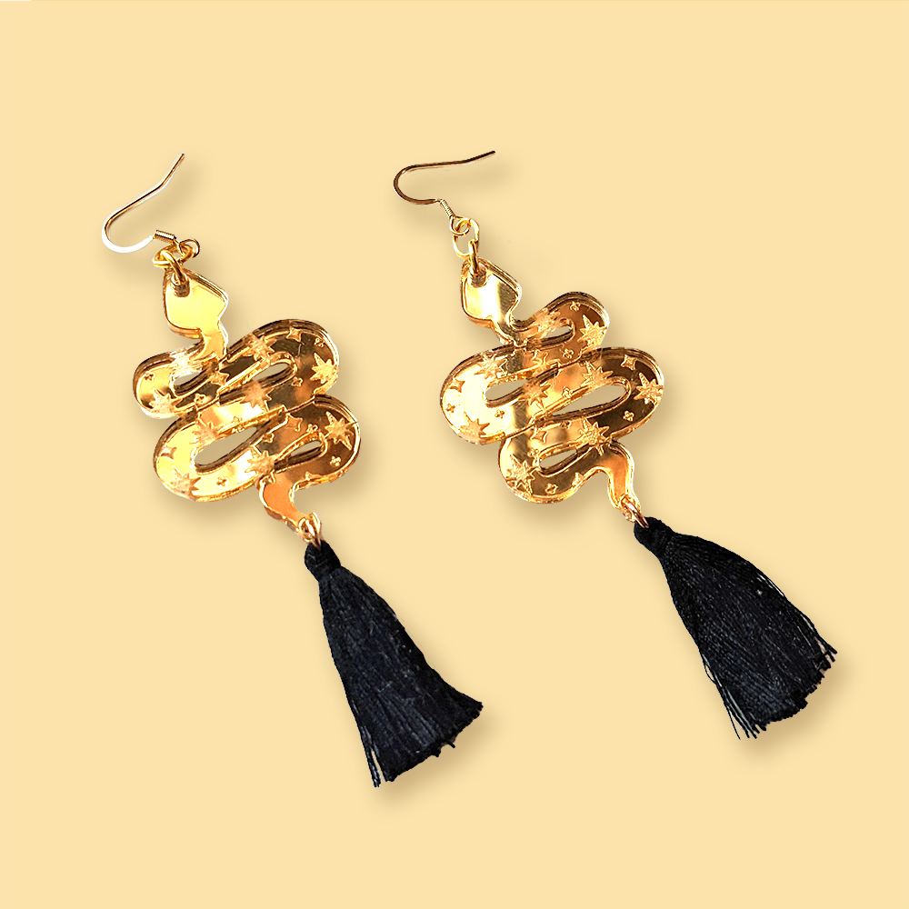 Starry Snake Tassel earrings